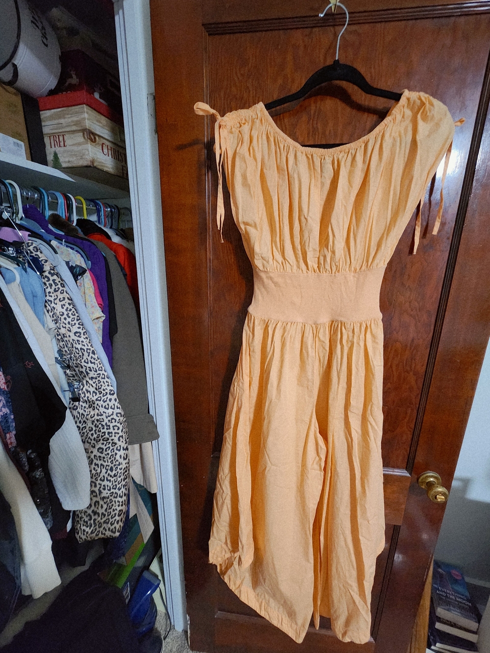 Peach Gathered Waist Wide-Leg Jumpsuit - Picture 3 of 3